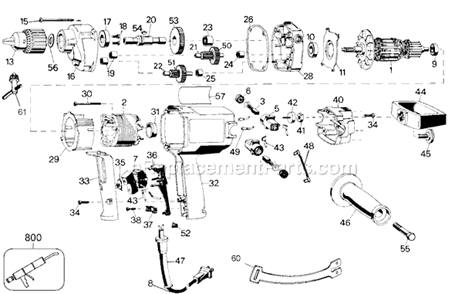 Page A Diagram and Parts List for G-2610 Type 101 Black and Decker Electric Drill